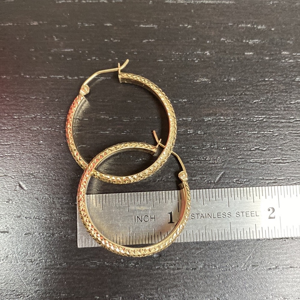 New 14k Yellow Gold Hoop Earrings 30mm - Picture 16 of 16